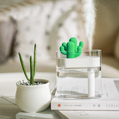 160ML Ultrasonic Air Humidifier Clear Cactus Color Light USB Essential Oil Diffuser Car Purifier Aroma Diffusor Anion Mist Maker-QPD