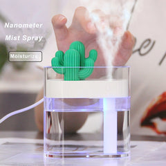 160ML Ultrasonic Air Humidifier Clear Cactus Color Light USB Essential Oil Diffuser Car Purifier Aroma Diffusor Anion Mist Maker-QPD